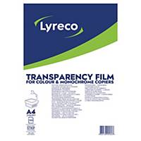 Transparents Lyreco pour photocopieur couleur, la boîte de 100 diapos