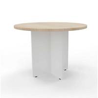 Mesa de reunión circular - Pie aspa de madera - Diam: 120cm - Roble nat/blanco