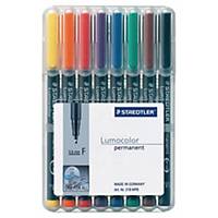 Staedtler® Lumocolor OHPen 318 F permanente marker, assorti kleuren, per 8 stuks