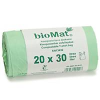 BIOMAT® kompostoituva biojätepussi sangallinen 15my 30L, 1 kpl=20 pussia