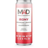 MAD IRONY vitaminwater with strawberry and rhubarb 33cl can, pack of 24