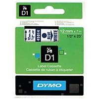 DYMO Authentic D1 Labels - Blue Print on White Tape , 12 mm x 7 m