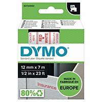 Dymo D1 Labels, 12mm X 7M Roll, Red Print On White