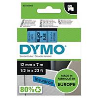 DYMO Authentic D1 Labels - Black Print on Blue Tape, 12 mm x 7 m