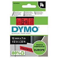 Cinta de rotular Dymo D1 - 12 mm - poliéster - texto negro/fondo rojo