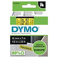 Teksttape Dymo D1, 12 mm, sort/gul