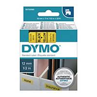 Dymo 45018 D1 Tape 12mm x 7m Black on Yellow