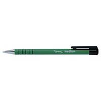 Lyreco Rubberized, retractable ballpoint pen, medium, green