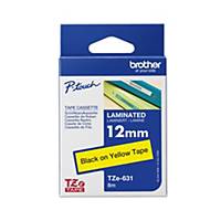 Brother P-Touch TZ Labelling Tape 8M X 12mm - Black On Yellow