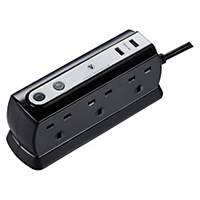 Masterplug Compact Surge Protector 6-Way + 2 USB