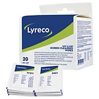 Lyreco wet/dry multi-purpose wipes tube for cleaning screens - pack of 2x20