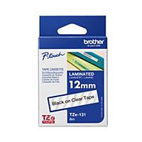 Brother P-Touch TZ Labelling Tape 8M X 12mm - Black On Clear