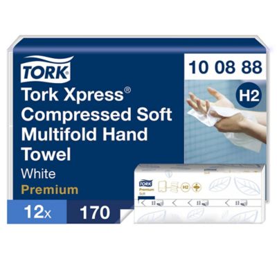 Tork Xpress Compressed Soft Multifold Hand Towels White H2, 100888, Pack of 2040