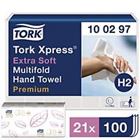 Tork Premium 100297 handdoekjes, 2-laags, 34 x 21 cm, wit, per 21 pakken