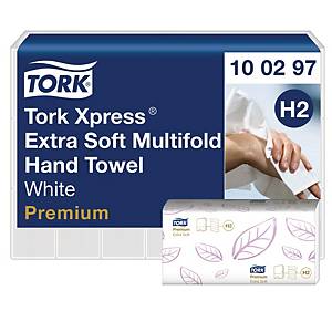 Håndkleark Tork H2 Premium Extra Soft, kartong à 21 pakker