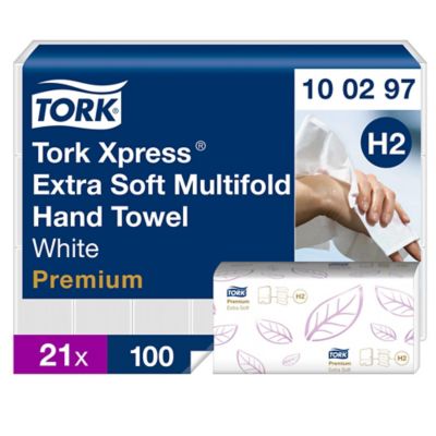 Tork Xpress Extra Soft Multifold Hand Towels White H2, 100297, 2Ply, 2100 Sheets