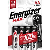 Energizer Batterie E301530700, Mignon, LR06/AA, 1,5 Volt, MAX, 4 Stück