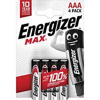 Energizer Batterie E301532000, Micro, LR03/AAA, 1,5 Volt, MAX, 4 Stück