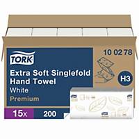 Tork White 2 Ply Extra Soft Single Fold Hand Towel - Pack of 15 Sleeves of 200
