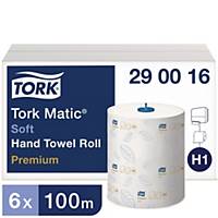 Serviettes Tork Matic® Premium sur rouleau pour Tork H1, blanches, 6 rouleaux
