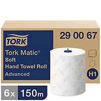 Serviettes Tork Matic® Advanced sur rouleau pour Tork H1, blanches, 6 rouleaux