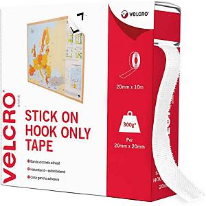 VELCRO Brand Stick On Tape White, Hook and Loop, Self Adhesive Roll - 20mm  x 5m