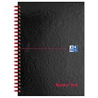 Oxford Black n  Red Notebook A5 Glossy Hardback Wirebound Ruled 140 Pages Black