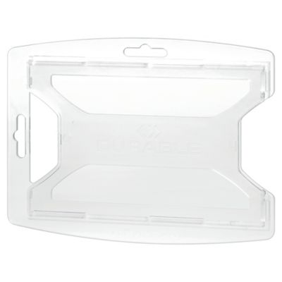 Durable Recycled Plastic Security ID 1-Card Badge Holder - Clear, Pack of 10