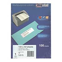 Unistat U4428 Multi Purpose Label 210 x 297mm - Box of 100 Labels