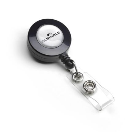 Durable Secure Retractable Badge Reel for ID Cards & Keys - Black