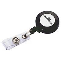 Durable Secure Retractable Badge Reel for ID Cards & Keys - Black, Pack of 10