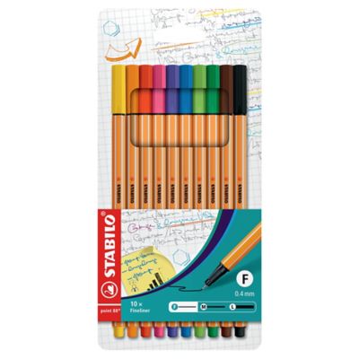 Stylos Feutres STABILO Point 88 Mini - Pack De 12, Pointe Fine 0,4 Mm, Pour écriture, Dessin Et Créativité