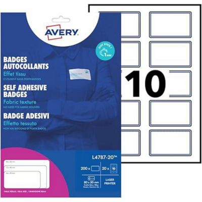 Avery Self Adhesive Name Badges 75 x 40mm, White, 240 labels, Laser