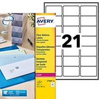 Avery L7560 clear labels 63,5x38,1mm - box of 525