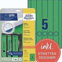 Avery Zweckform Ordner-Etiketten, ultragrip L4750-20 schmal/lang 38x297mm, grün