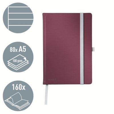 Leitz Style Notebook A5 160 ruled pages with hardcover Garnet red