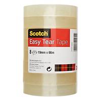 Scotch Easy Tear Clear Tape 19mm X 66M - Pack of 8