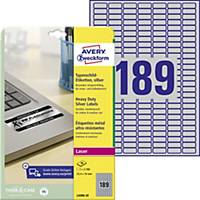 Avery Zweckform L6008-20 Typenschild-Etiketten, 25,4 x 10mm, silber, 200Stk/Pack