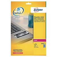Etiquette ultra-résistante Avery - L6008-20 - 25,4 x 10 mm - argentée - par 3780