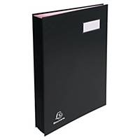 Exacompta signature book 15 compartments black with pink paper