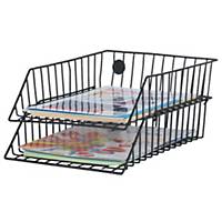 ORCA 88 Stackable Wire Letter Tray 2 Levels Plastic Coated Black