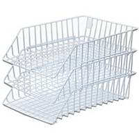 ORCA STACKABLE WIRE LETTER TRAY 3 LEVEL PLASTIC COATED WHITE