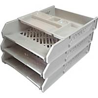 WAGO WG423 Letter Tray 3 Levels with Pen Tray Grey