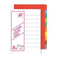 AV Cardboard Divider A4 10 Tabs 10 Colours