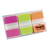 POST-IT INDEX FLAGS STRONG NEON 25MM ASSORTED COLOURS - 3 PADS OF 22 INDEX