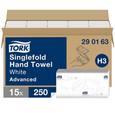 Tork Soft Singlefold Hand Towels White H3, 290163, 2 Ply, Pack of 3750 Sheets
