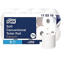 Papier toilette Tork T4 rouleau traditionnel, 3 plis, blanc, 8 x 250 feuilles