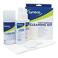 Kit de nettoyage Lyreco multi-usages - chiffons + spray + mousse
