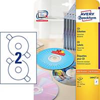 Avery Zweckform L6043-25 CD-Etiketten, Ø 117 mm, weiß, 50 Stück/Packung