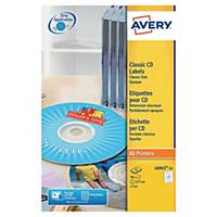 Etiquette CD/DVD Avery - L6043-25 - classique - blanche - par 50